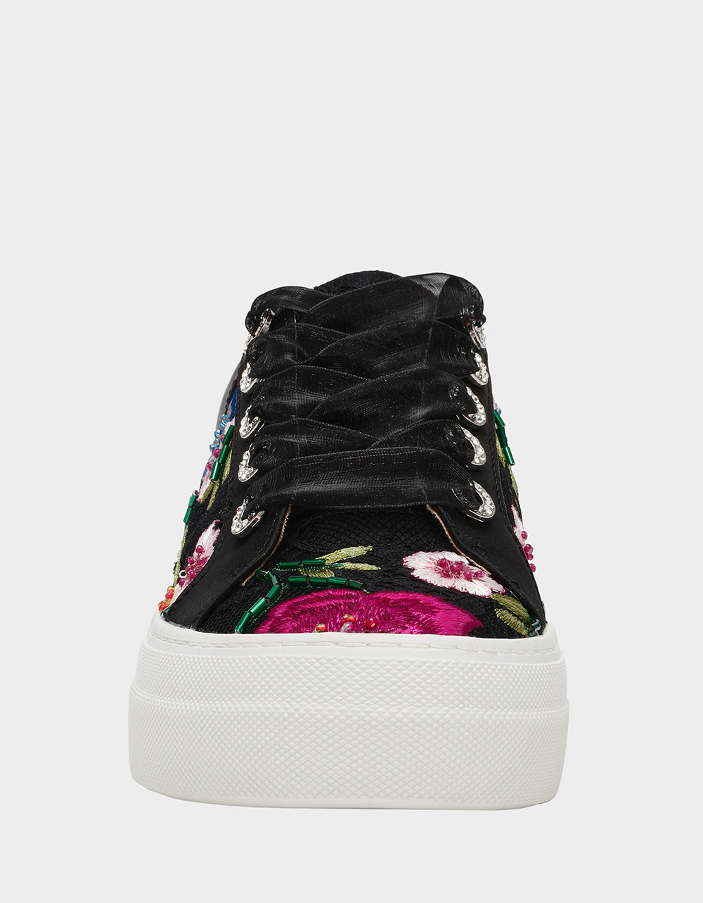 JAYLA BLACK MULTI FLORAL Platform Low-Top Lace-Up Sneaker