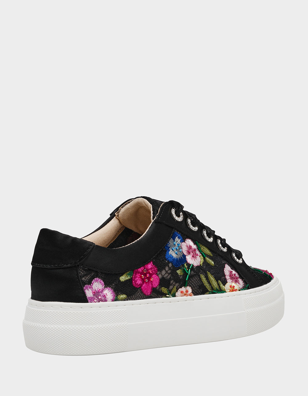 JAYLA BLACK MULTI FLORAL Platform Low-Top Lace-Up Sneaker