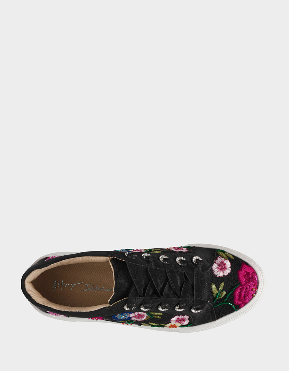 JAYLA BLACK MULTI FLORAL Platform Low-Top Lace-Up Sneaker