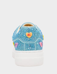 SIDNY MINT MULTI HEARTS Women's Rhinestone Candy Heart Sneakers
