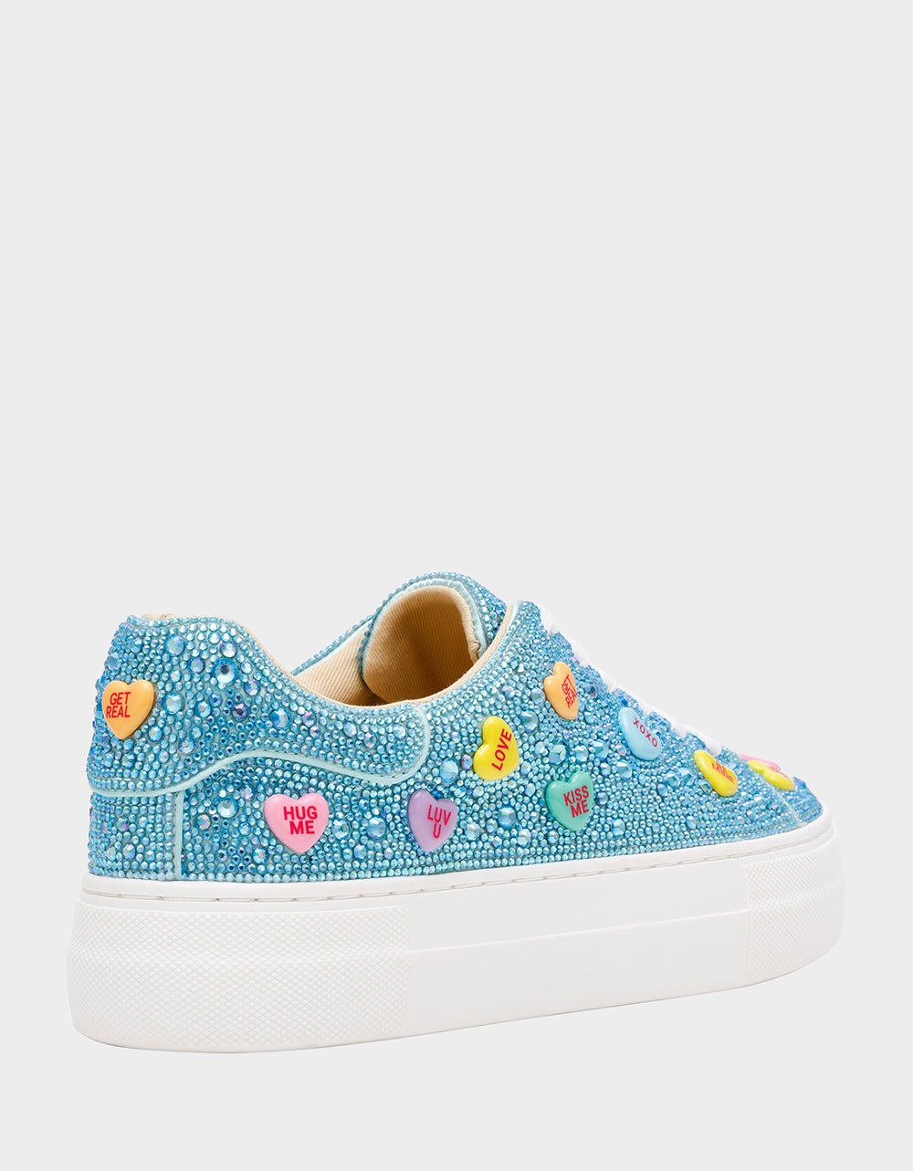 SIDNY MINT MULTI HEARTS Women's Rhinestone Candy Heart Sneakers