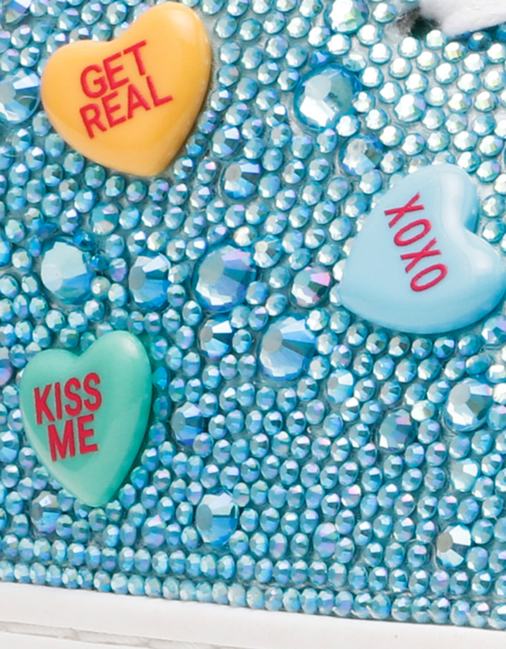 SIDNY MINT MULTI HEARTS Women's Rhinestone Candy Heart Sneakers