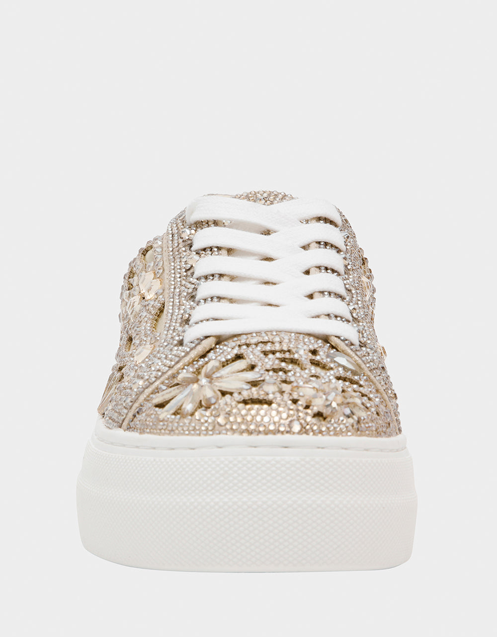 REILY LIGHT GOLD Platform Low-Top Lace-Up Rhinestone Women's Sneaker