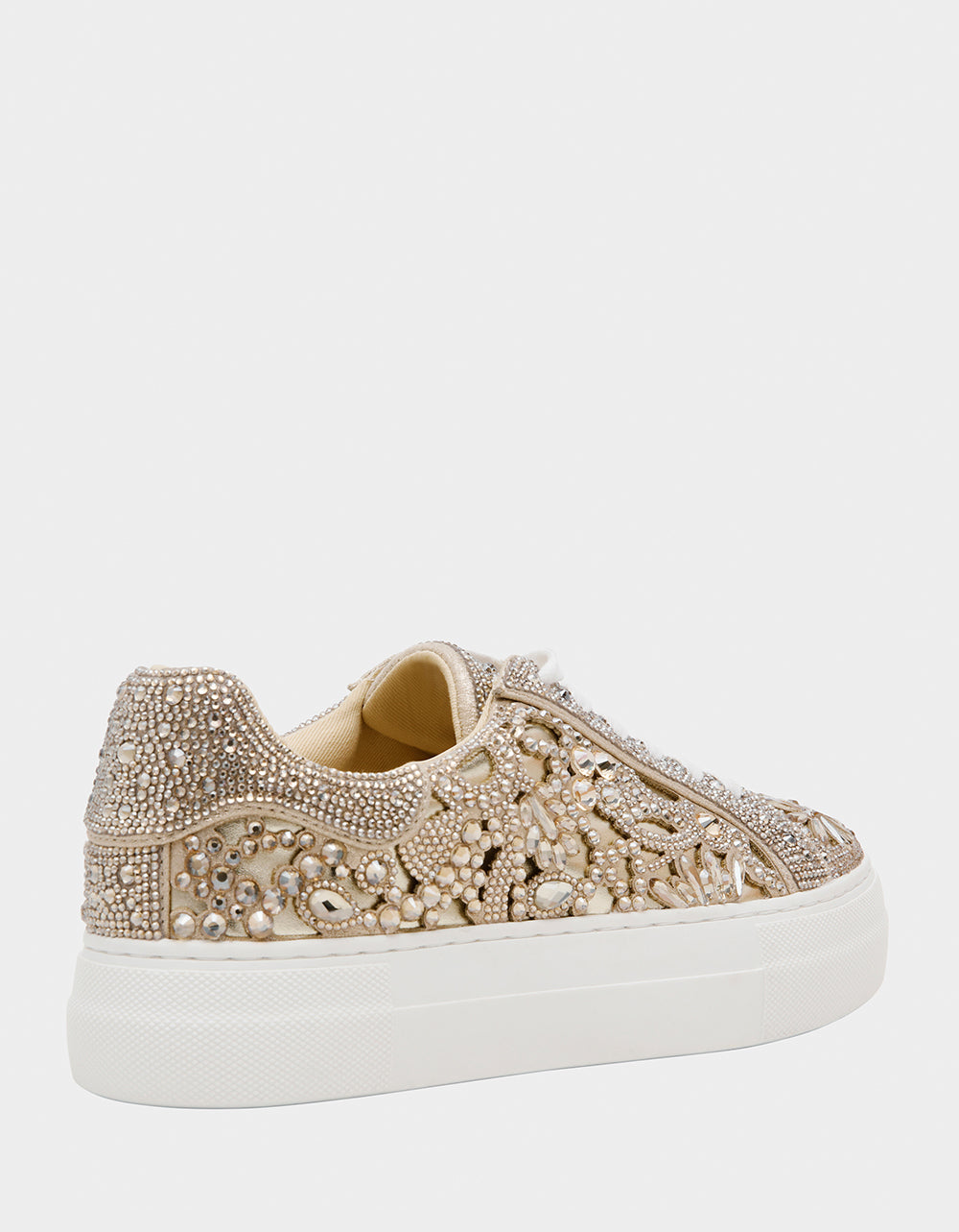REILY LIGHT GOLD Platform Low-Top Lace-Up Rhinestone Women's Sneaker