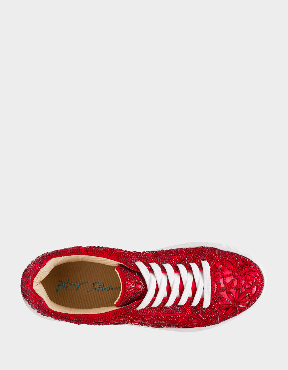 REILY RED Platform Low-Top Lace-Up Rhinestone Women's Sneaker