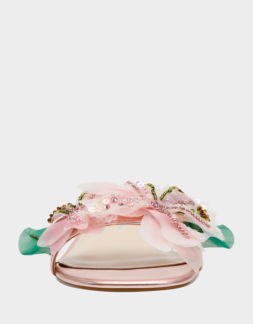 ROSIA Light Pink Flower Embellished Pearl Square-Toe Women's Block Heel