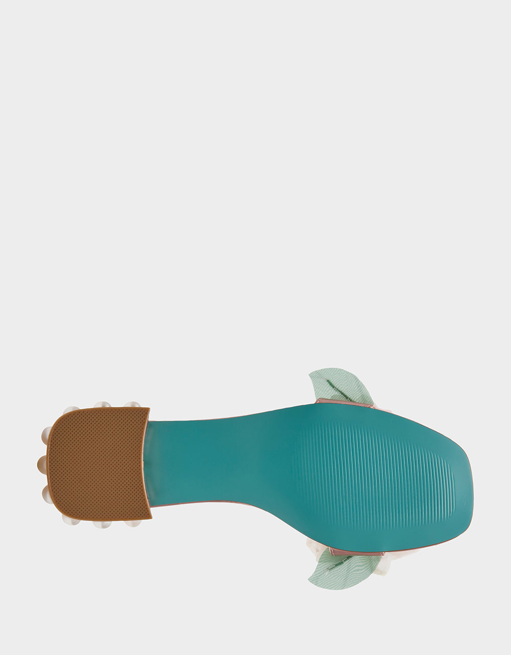 ROSIA Light Pink Flower Embellished Pearl Square-Toe Women's Block Heel