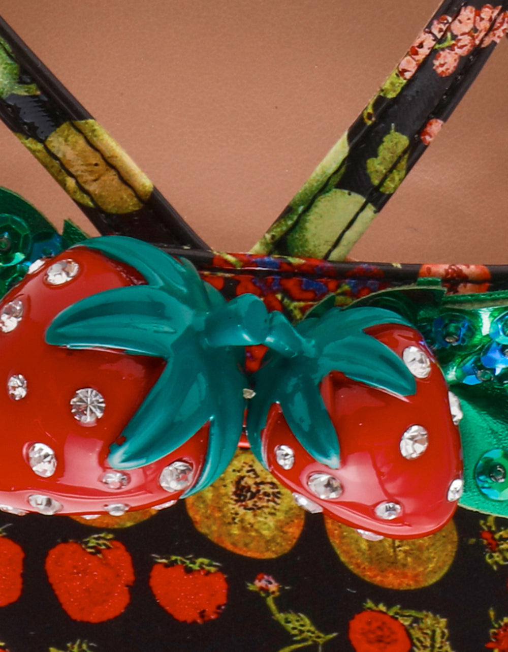 GARRIK BLACK MULTI Women's Thong Strappy Fruit Printed Sandal