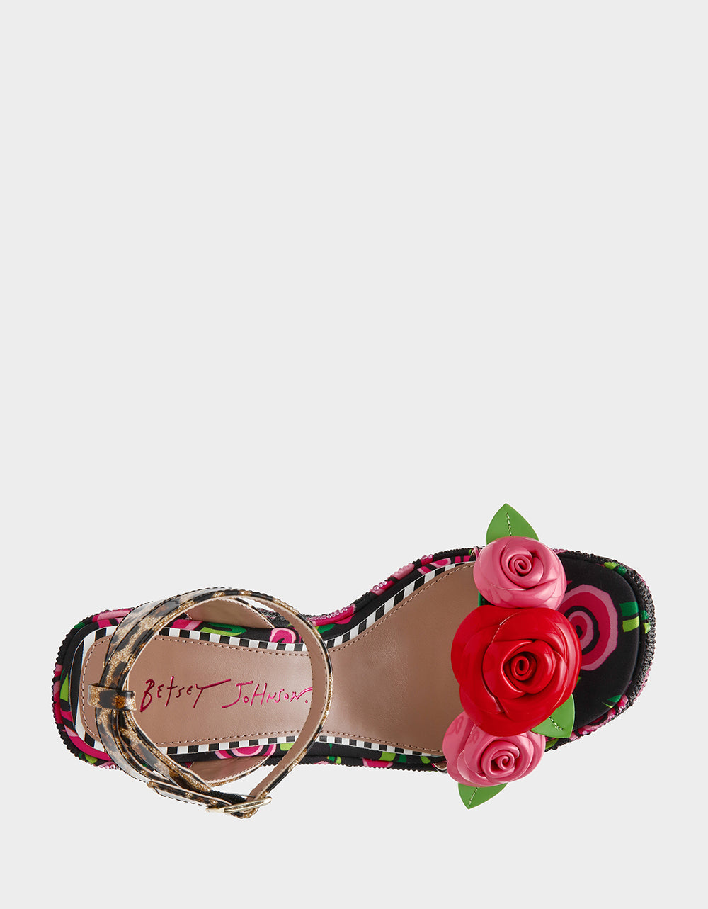 LIZZETE Black Rose Platform Flowers Embellished Women's Wedge Heel