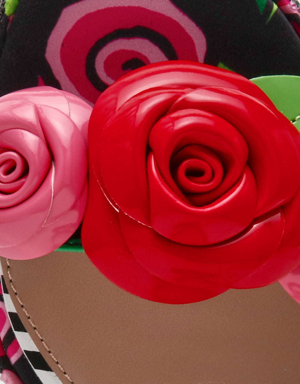 LIZZETE Black Rose Platform Flowers Embellished Women's Wedge Heel