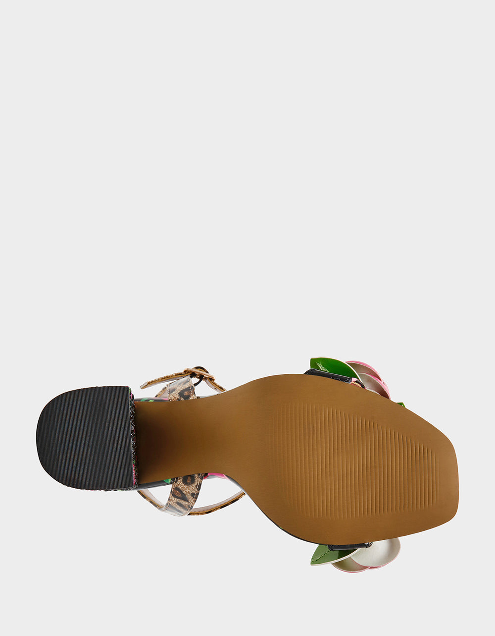 KRYSTLE Black Rose Flower Embellished Women's Block Heel