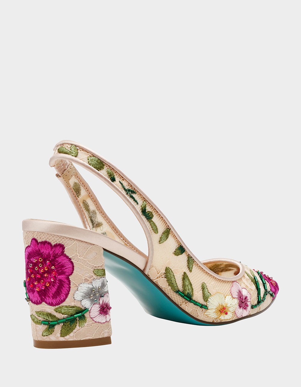 LIRA BLUSH MULTI FLORAL Pointed-Toe Slingback Mesh Women's Heel