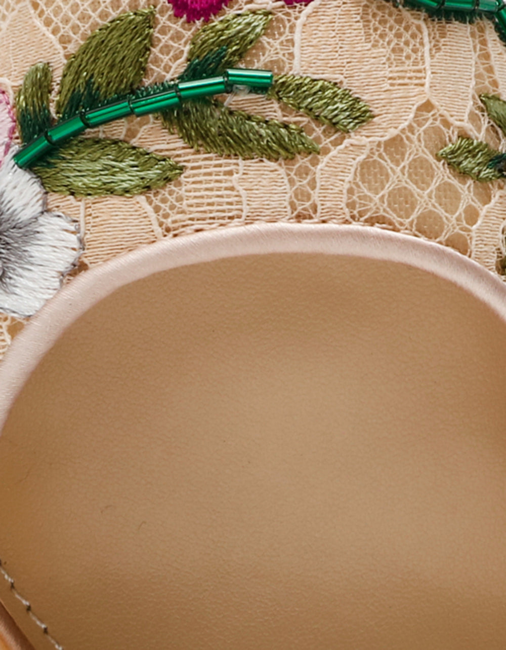 LIRA BLUSH MULTI FLORAL Pointed-Toe Slingback Mesh Women's Heel