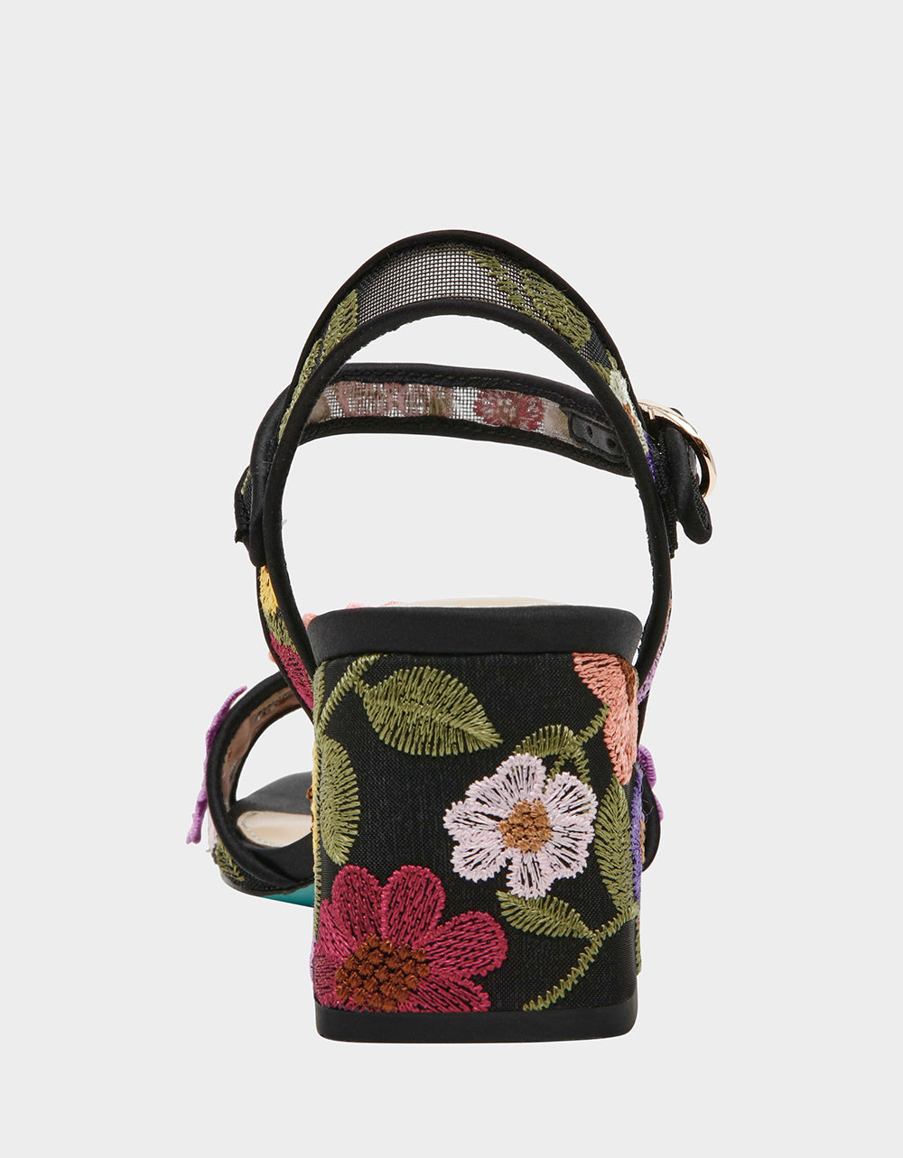 BLARE BLACK FLORAL Square-Toe Slingback Block Heel