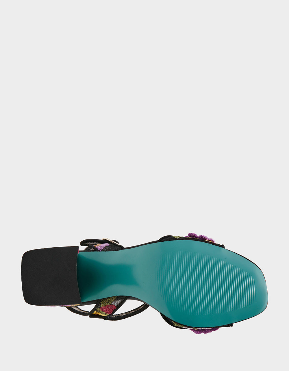 BLARE BLACK FLORAL Square-Toe Slingback Block Heel