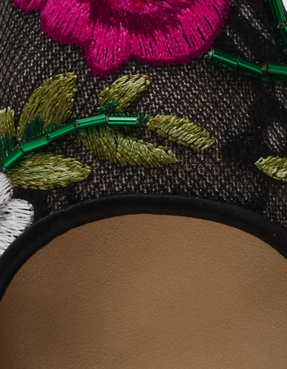 LIRA BLACK MULTI FLORAL Pointed-Toe Slingback Mesh Women's Heel