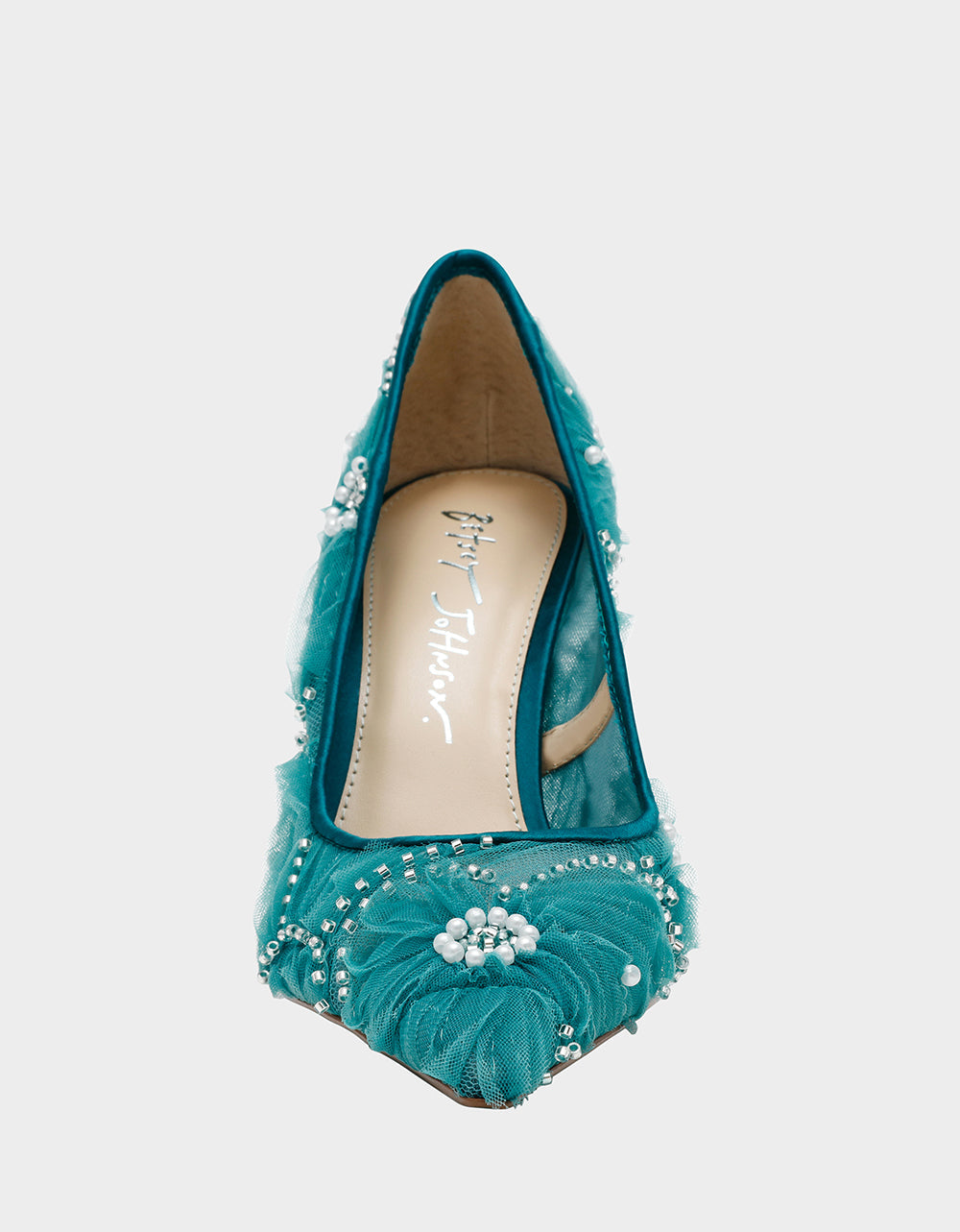 ROXIE EMERALD Pointed-Toe Mesh Stiletto Pump Women's Heel