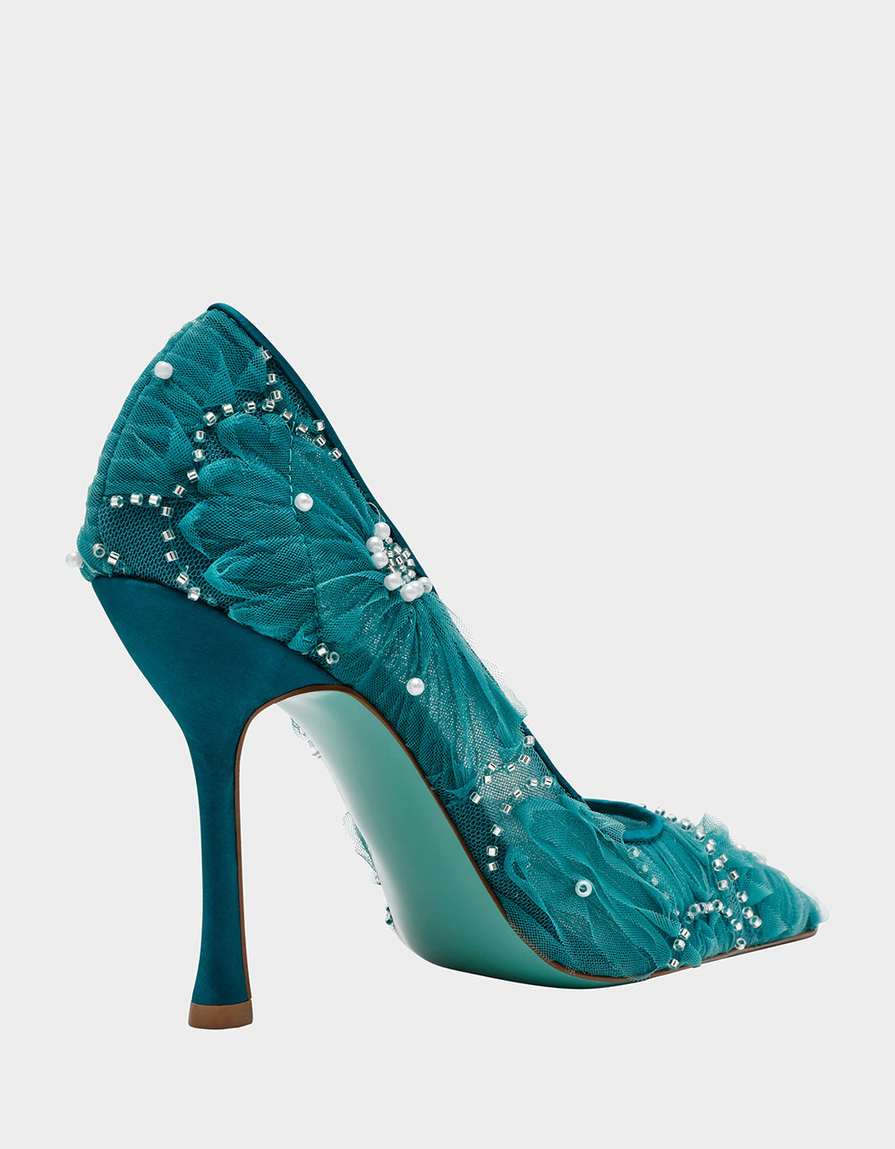 ROXIE EMERALD Pointed-Toe Mesh Stiletto Pump Women's Heel