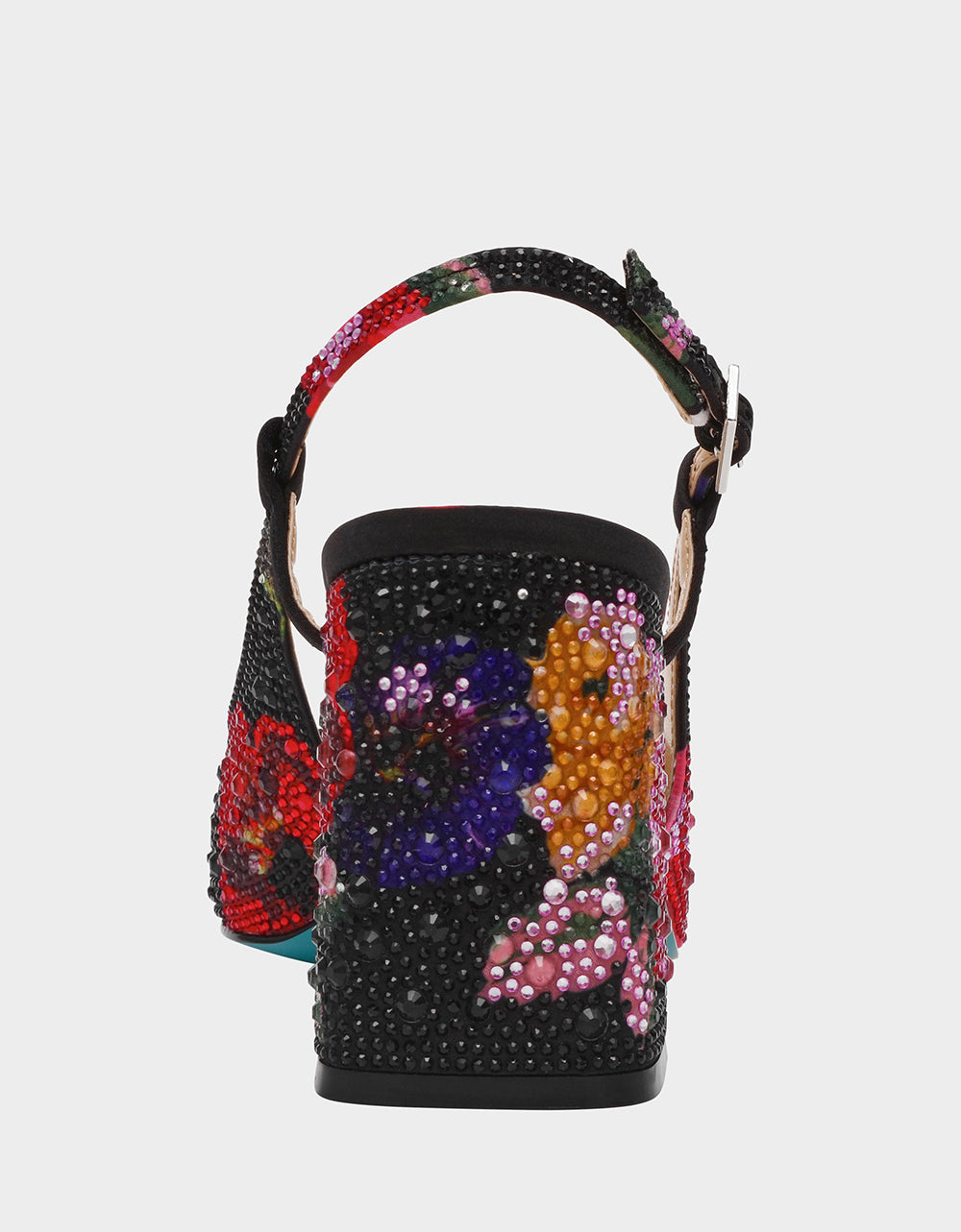 ELIAS BLACK MULTI FLORAL Square-Toe Slingback Women's Block Heel