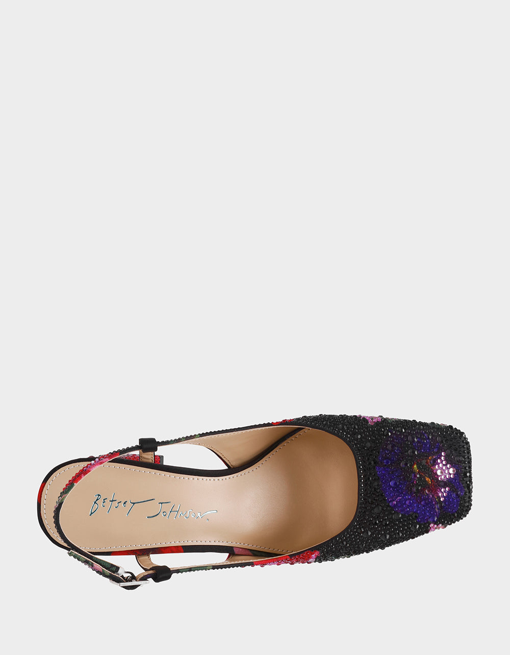 ELIAS BLACK MULTI FLORAL Square-Toe Slingback Women's Block Heel