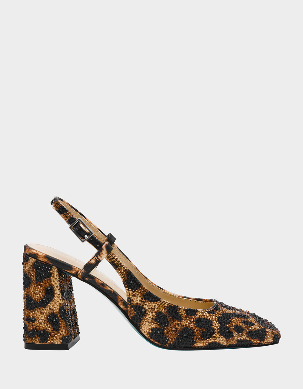ELIAS LEOPARD Square-Toe Slingback Block Heels