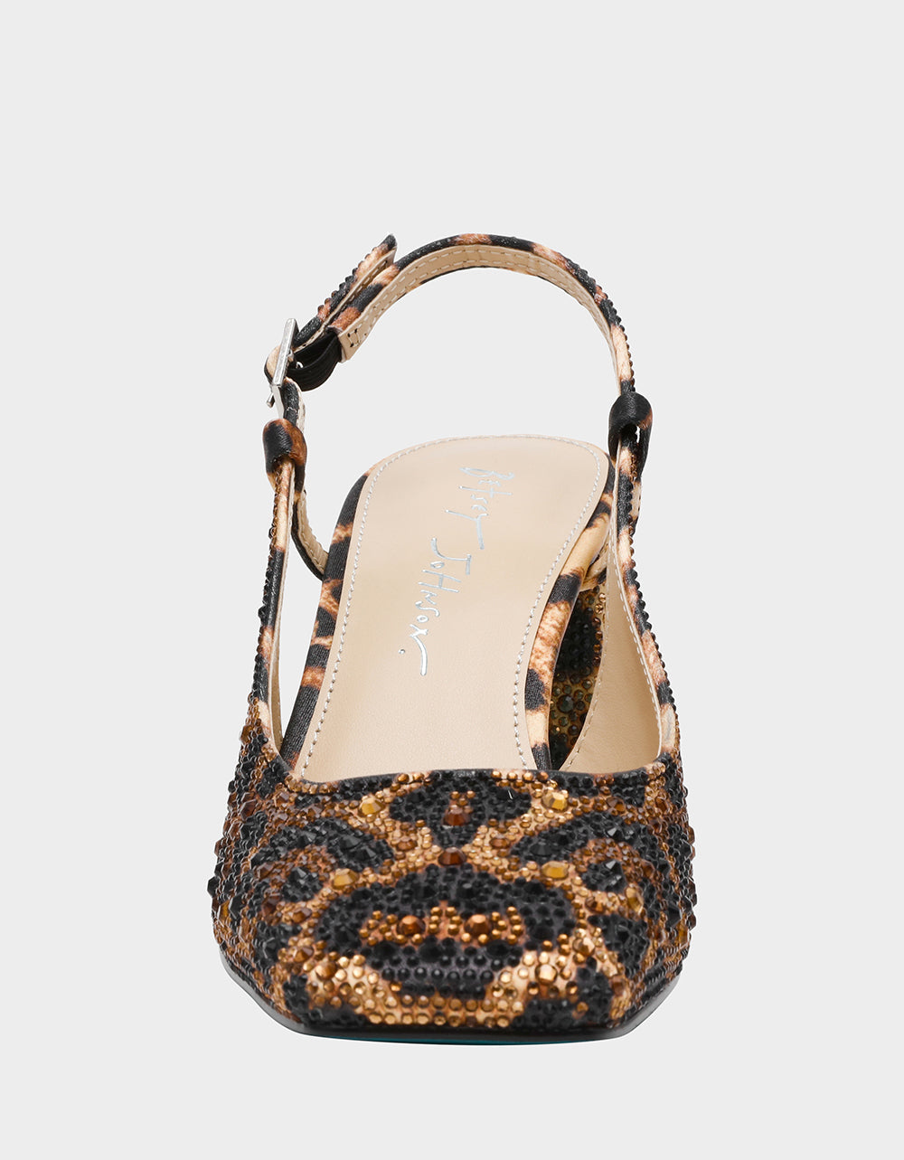 ELIAS LEOPARD Square-Toe Slingback Block Heels