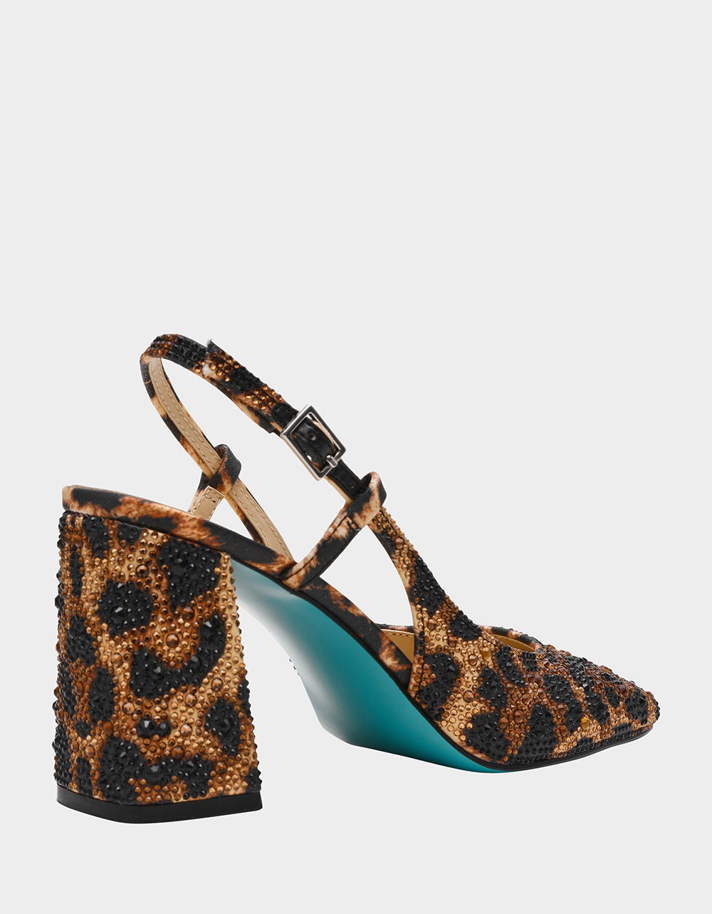 ELIAS LEOPARD Square-Toe Slingback Block Heels
