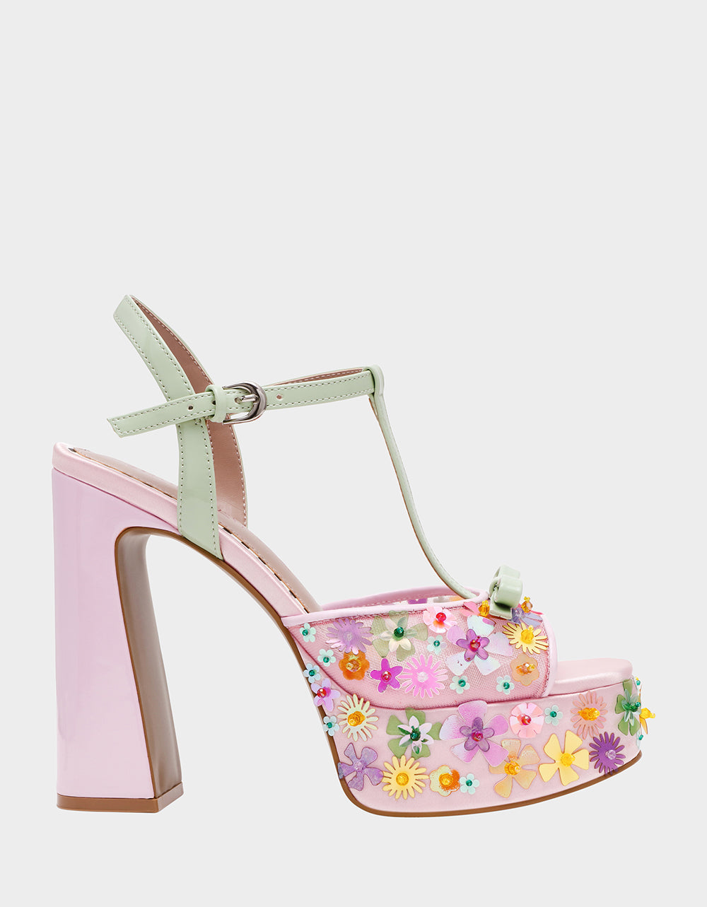 MELODIE PINK MULTI Women's Platform Floral Heel Sandal