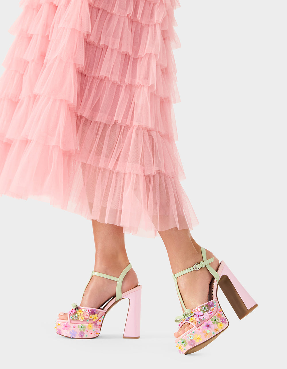 MELODIE PINK MULTI Women's Platform Floral Heel Sandal