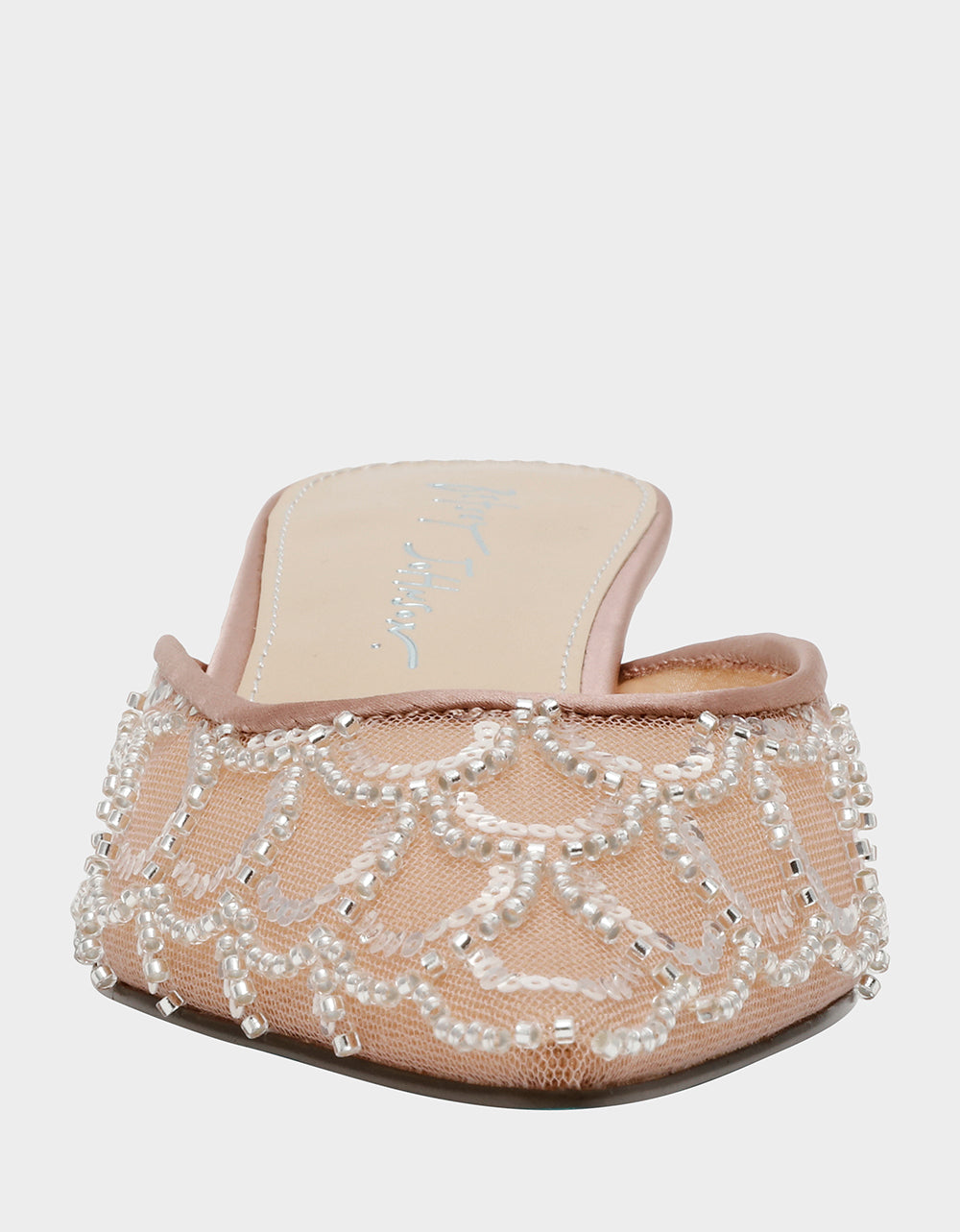 ELLIS NUDE Pointed-Toe Mesh Embellished Mule Women's Kitten Heel