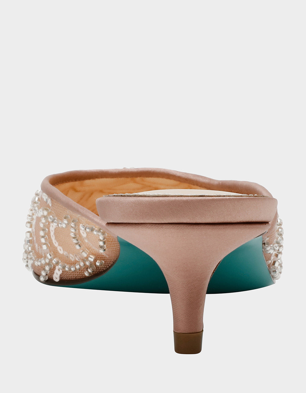 ELLIS NUDE Pointed-Toe Mesh Embellished Mule Women's Kitten Heel