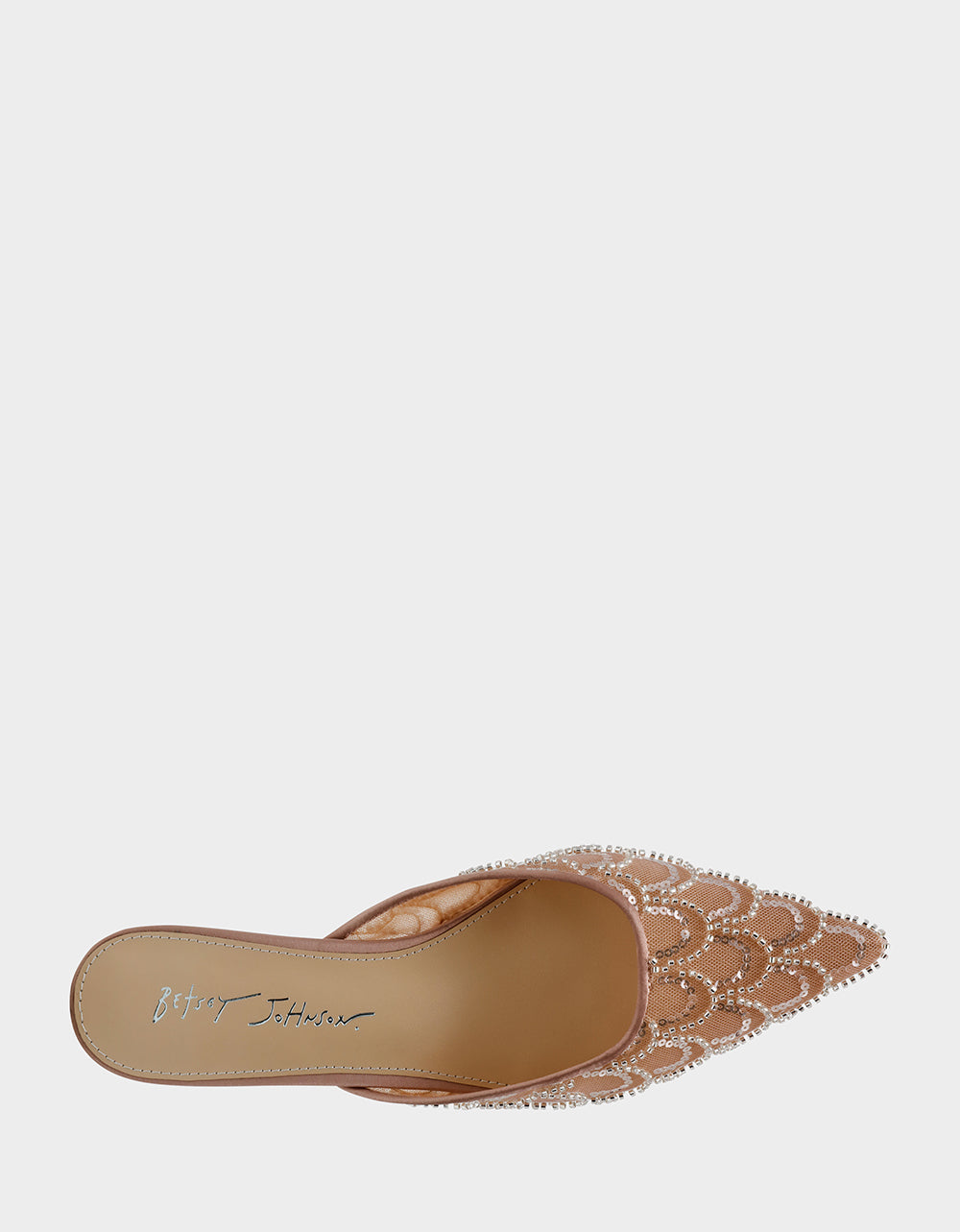 ELLIS NUDE Pointed-Toe Mesh Embellished Mule Women's Kitten Heel