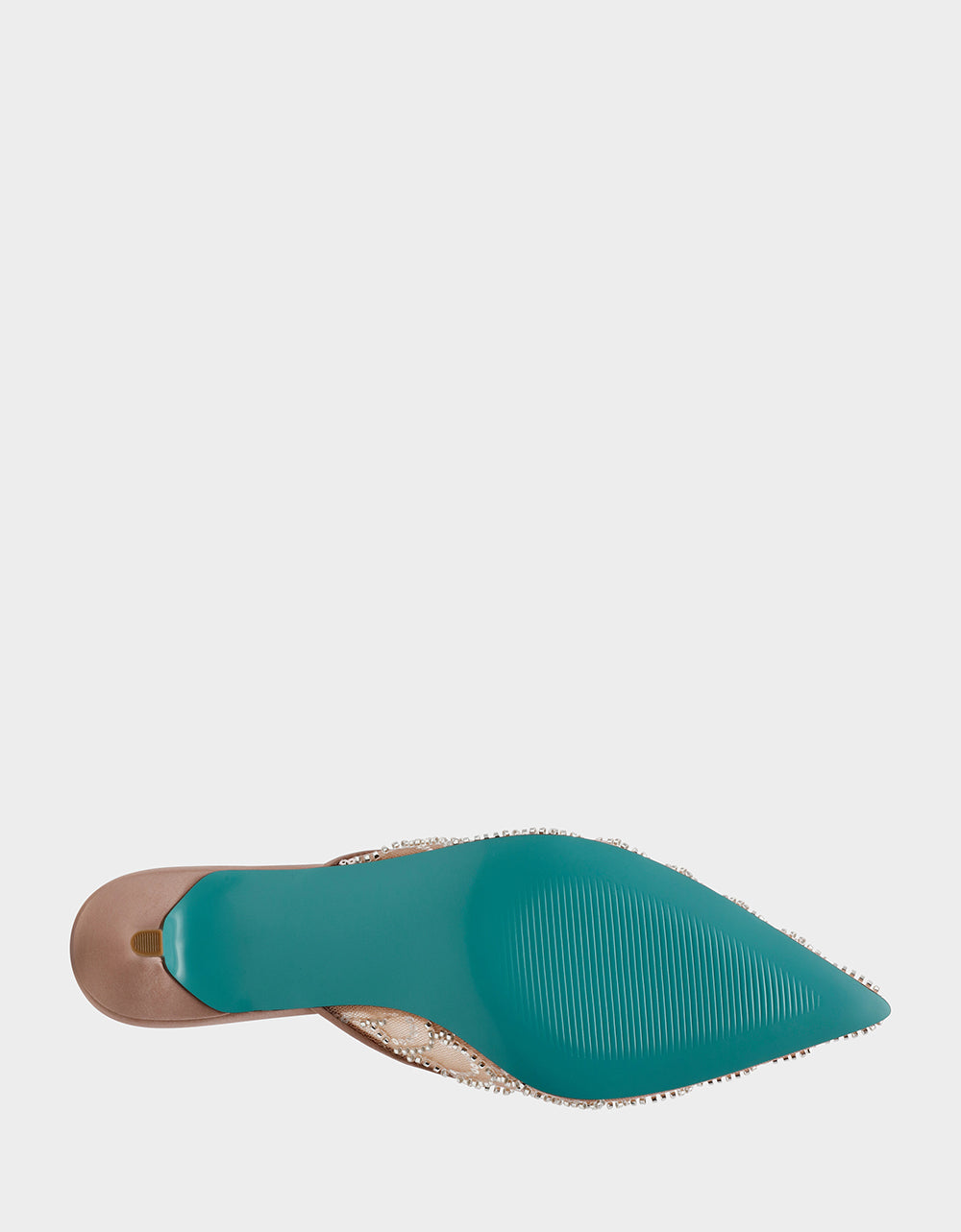 ELLIS NUDE Pointed-Toe Mesh Embellished Mule Women's Kitten Heel