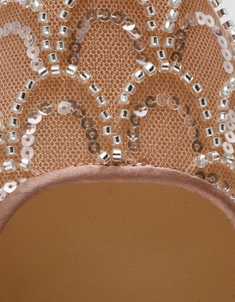 ELLIS NUDE Pointed-Toe Mesh Embellished Mule Women's Kitten Heel