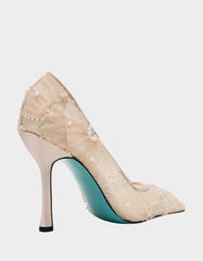 ROXIE Nude Pointed-Toe Mesh Stiletto Pump Women's Heel
