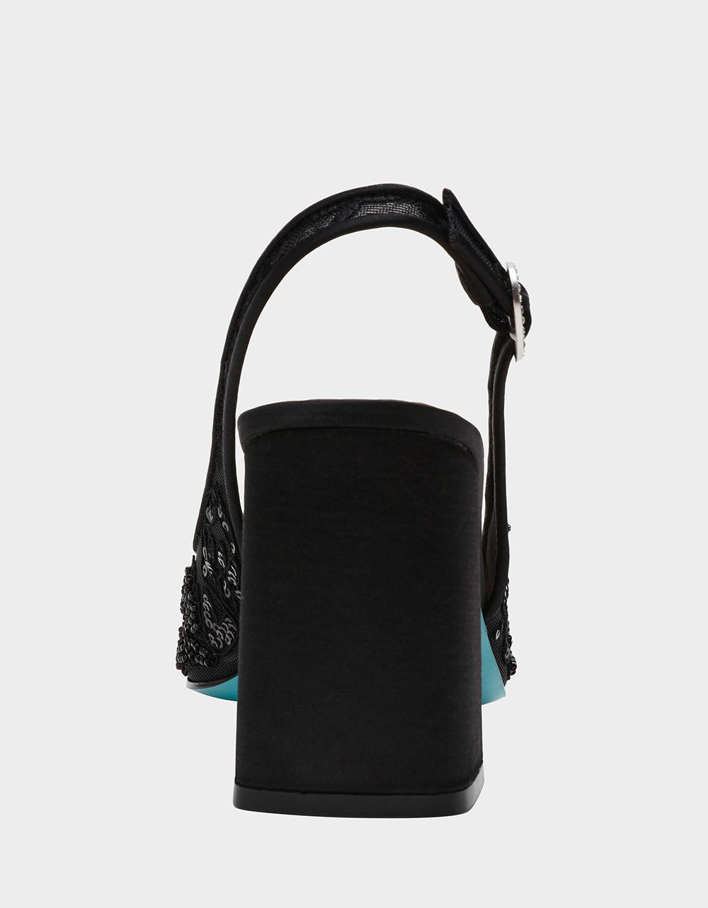 NINAH BLACK Square-Toe Slingback Mesh Block Heels