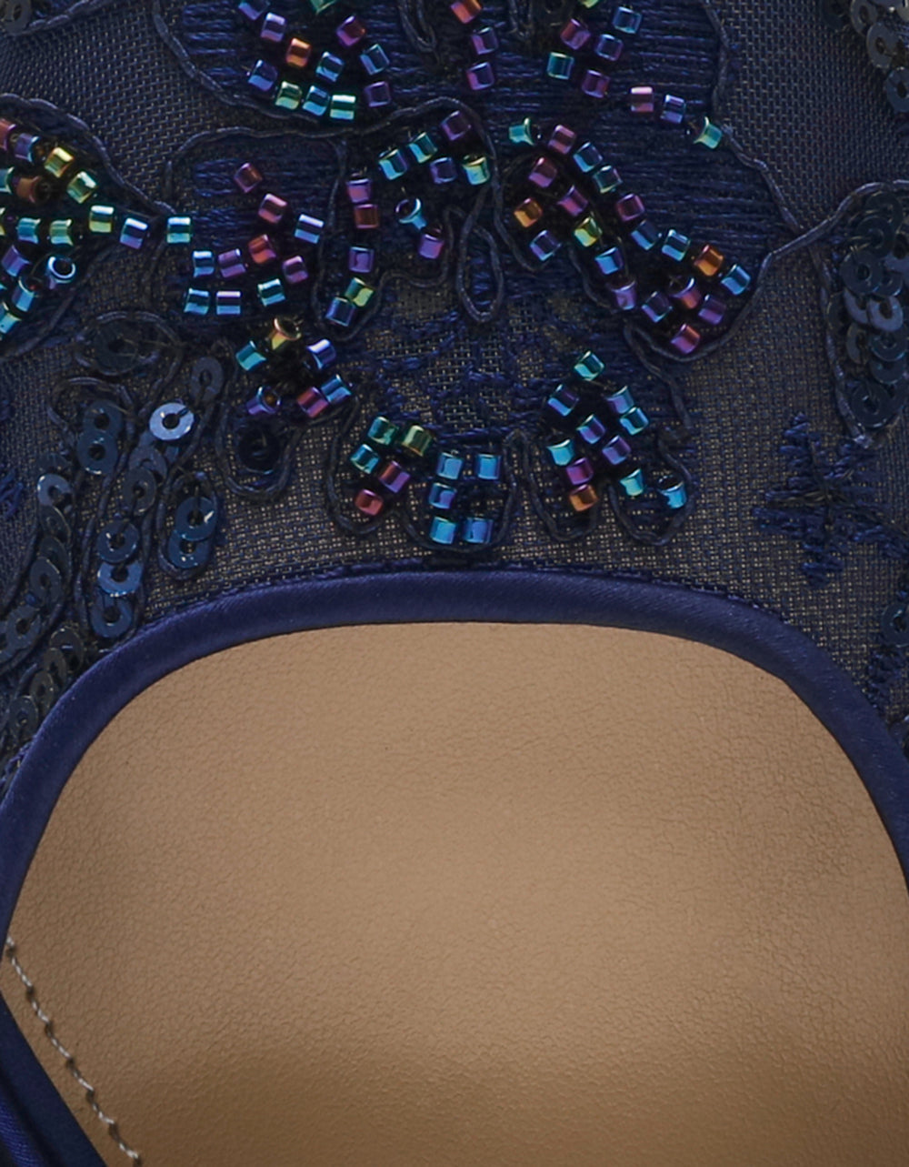 NINAH NAVY Square-Toe Slingback Mesh Block Heels