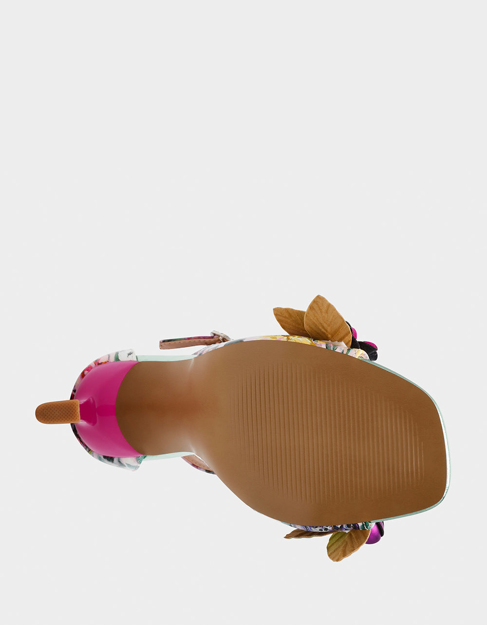 MIKAH PALE PINK FLORAL Square-Toe Strappy Heel