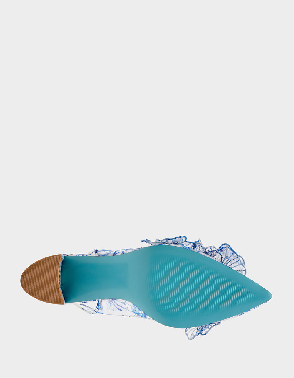 PETRA WHITE/BLUE FLORAL Slingback Floral Mesh Block Heel