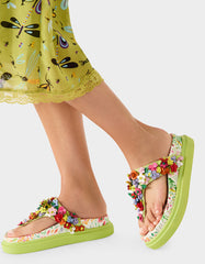 KAMMERON NATURAL FLORAL MULTI Women's Slip-On Footbed Floral Sandal