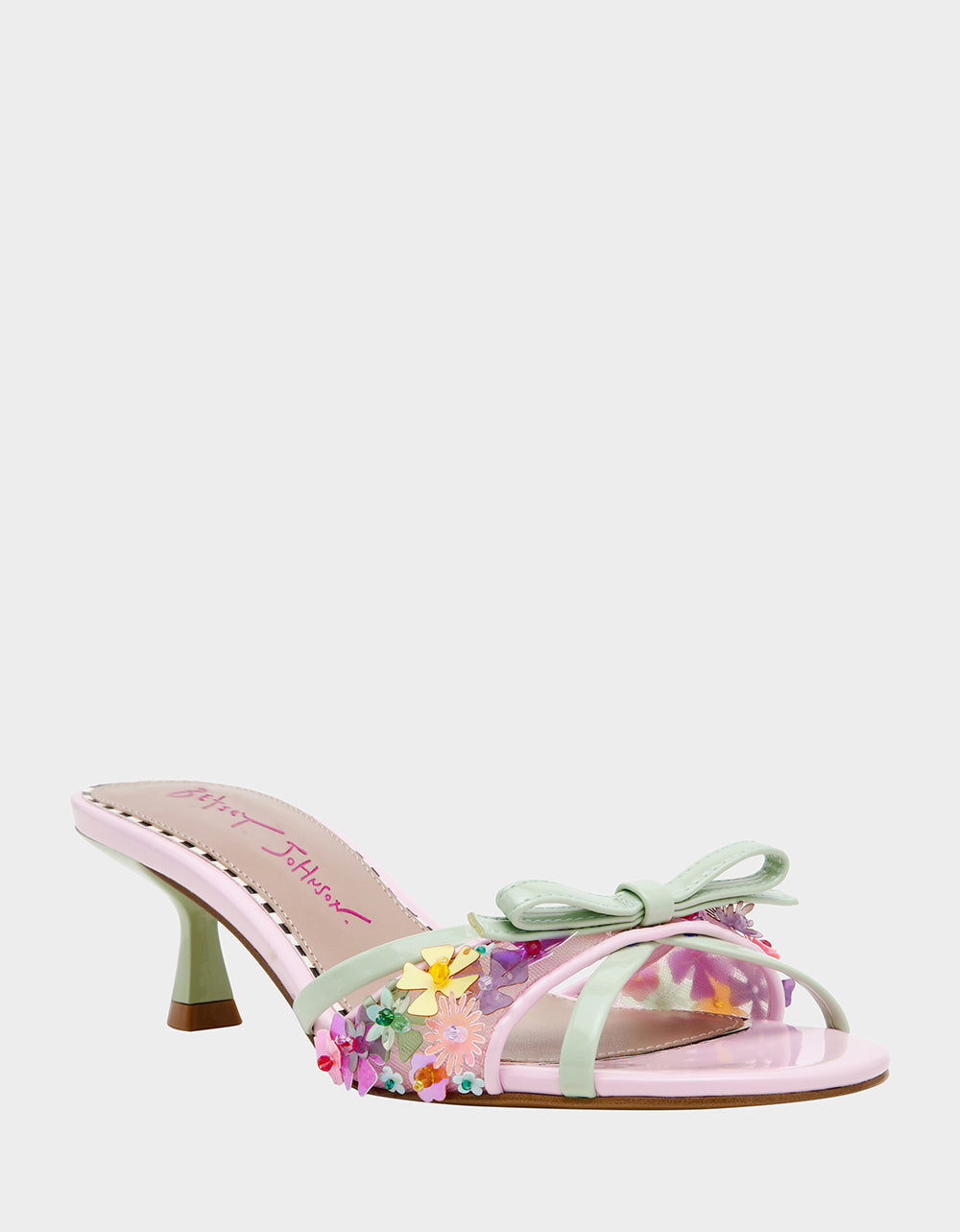 SHIRLEY Pink Multi Women's Kitten Heel Mule Heel