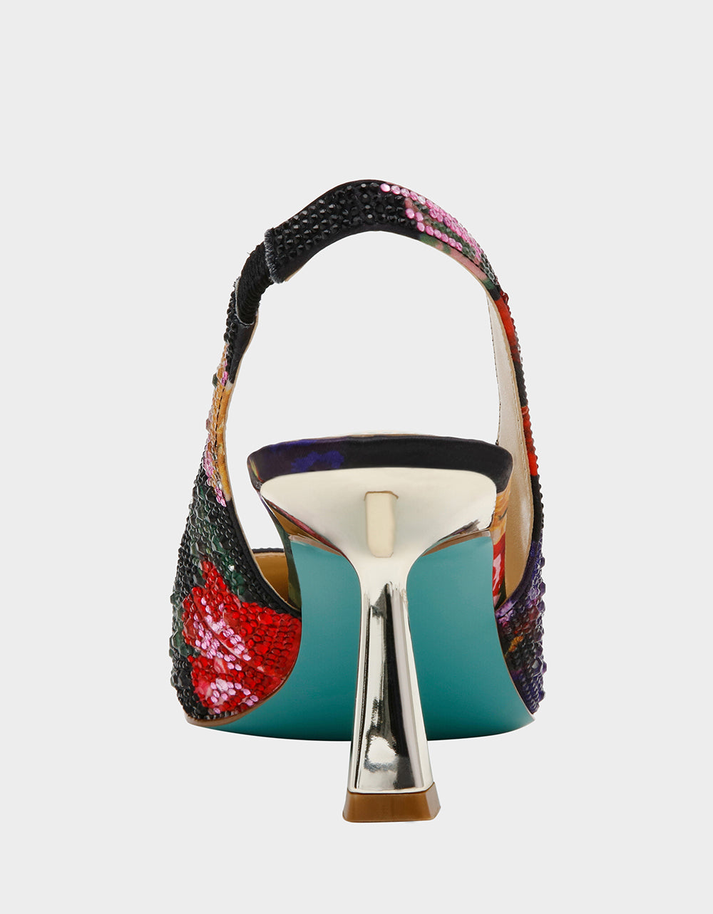 CLARK HEELS BLACK FLOWER MULTI Slingback Women's Kitten Heel