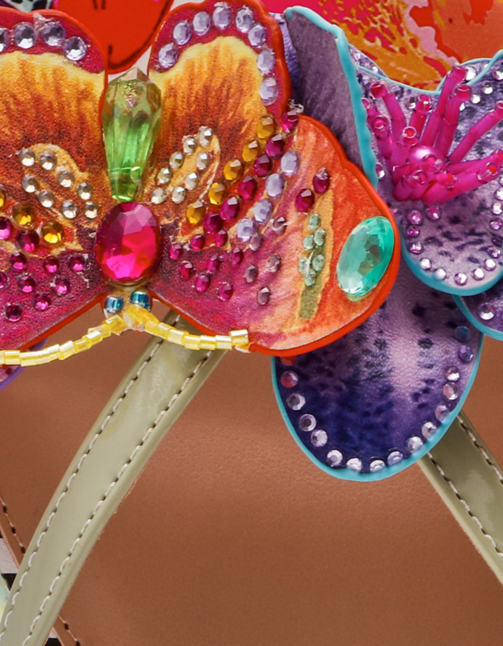 NICOLLE WHITE MULTI Women's Flat Floral Butterfly Slip-On Sandal