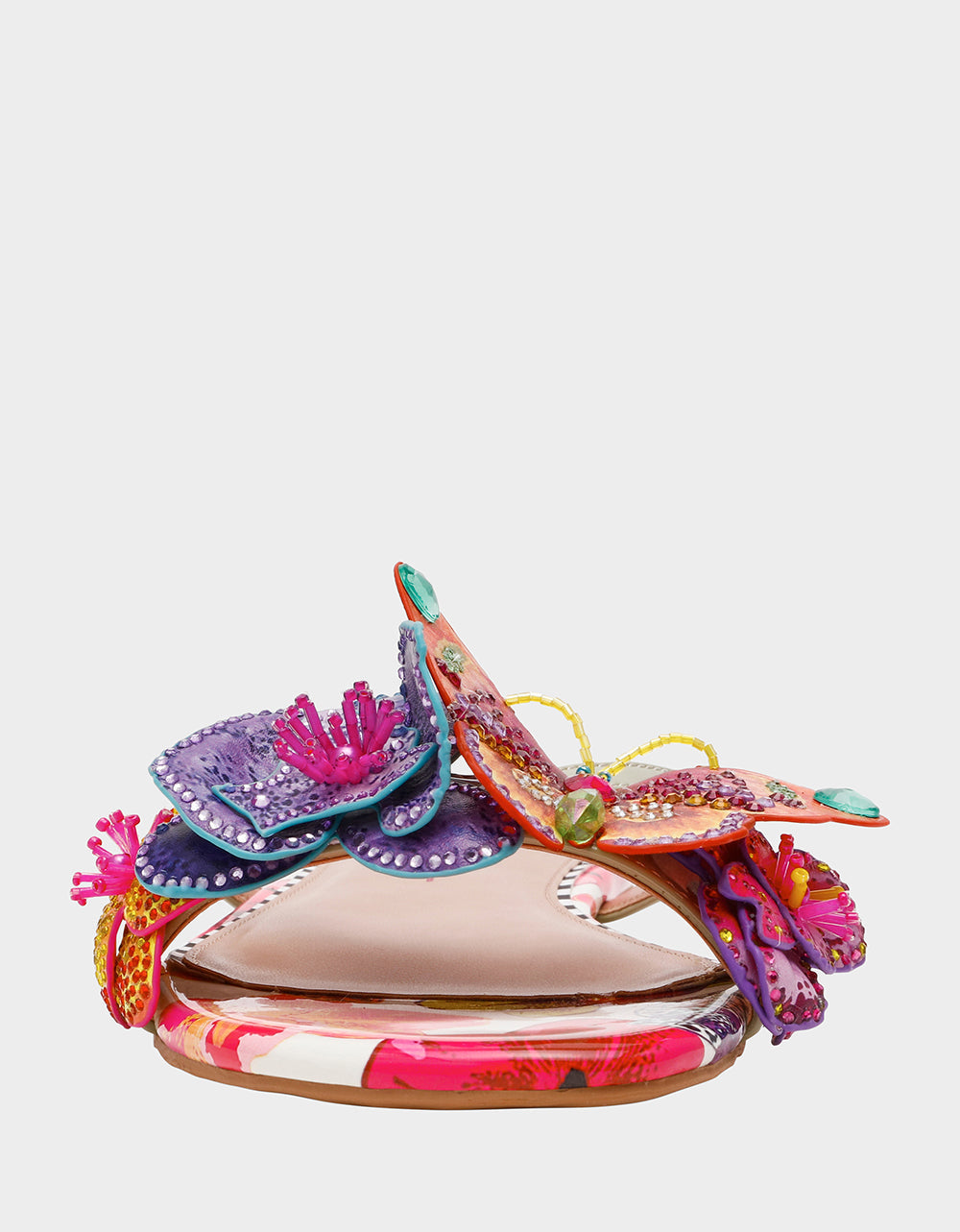 NICOLLE WHITE MULTI Women's Flat Floral Butterfly Slip-On Sandal