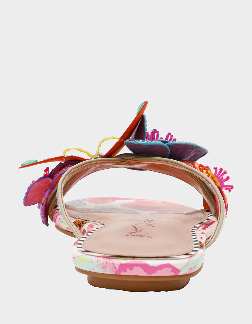 NICOLLE WHITE MULTI Women's Flat Floral Butterfly Slip-On Sandal