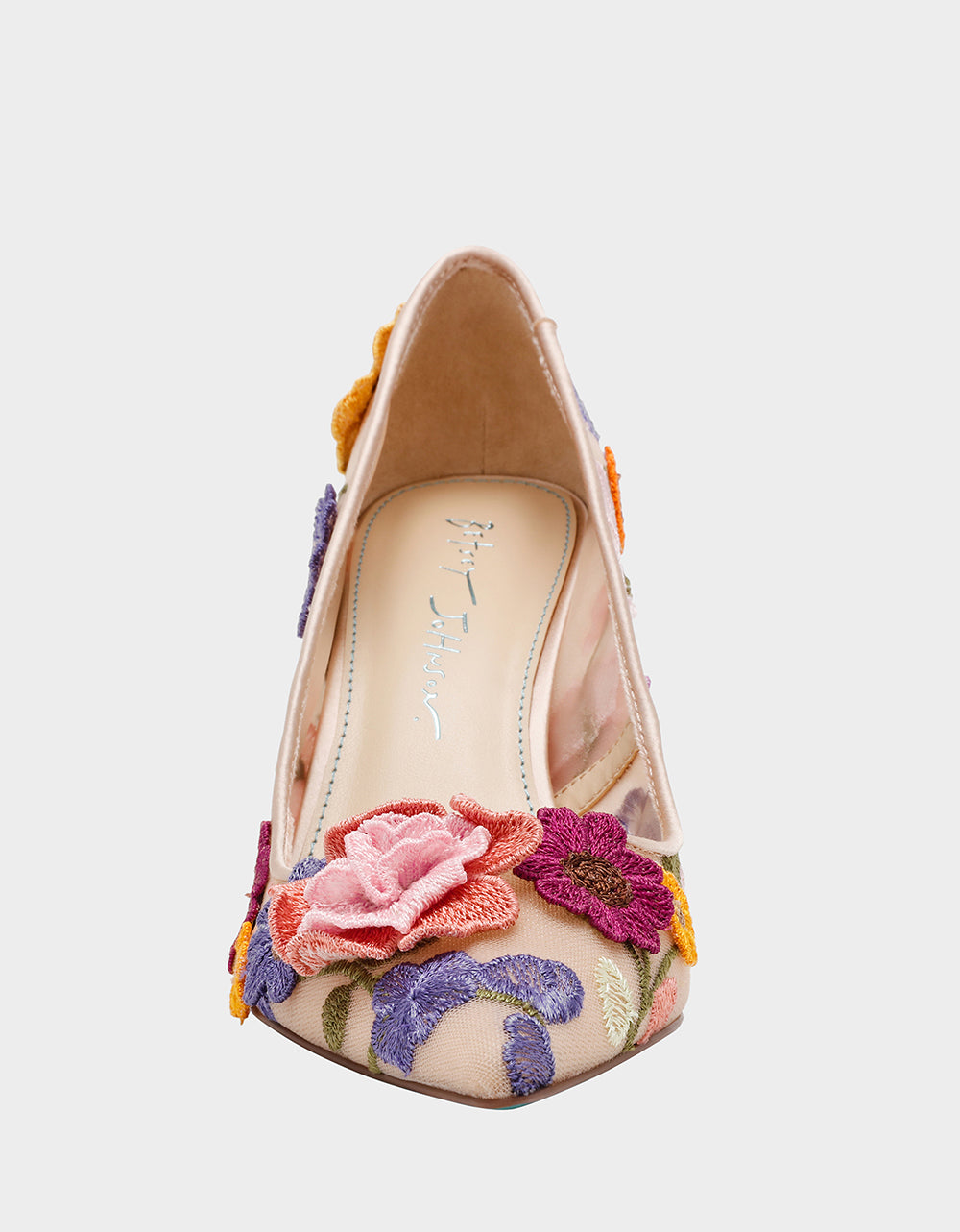 AIMEY NUDE FLORAL Pointed-Toe Stiletto Pump Heel