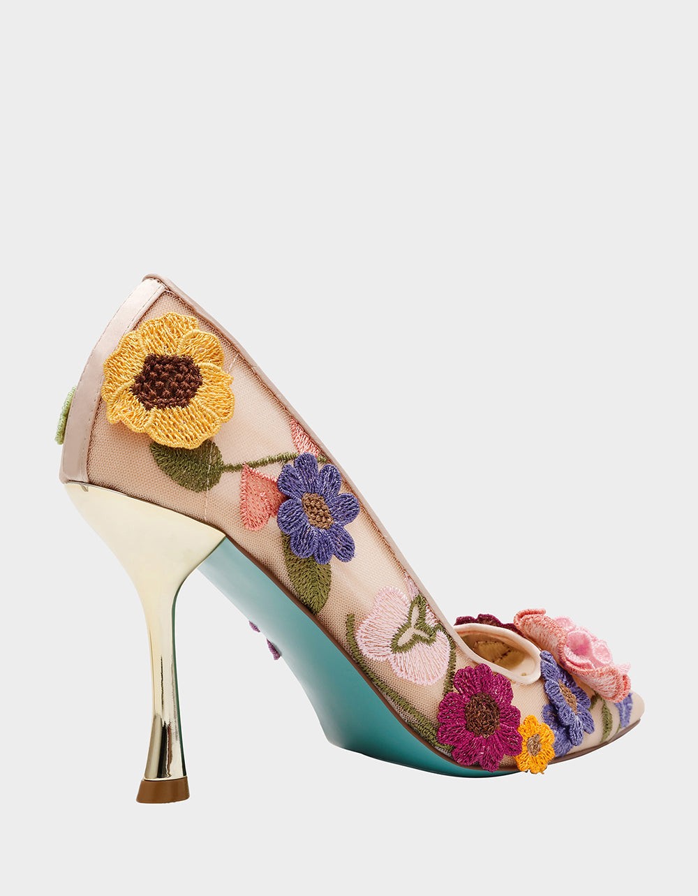 AIMEY NUDE FLORAL Pointed-Toe Stiletto Pump Heel