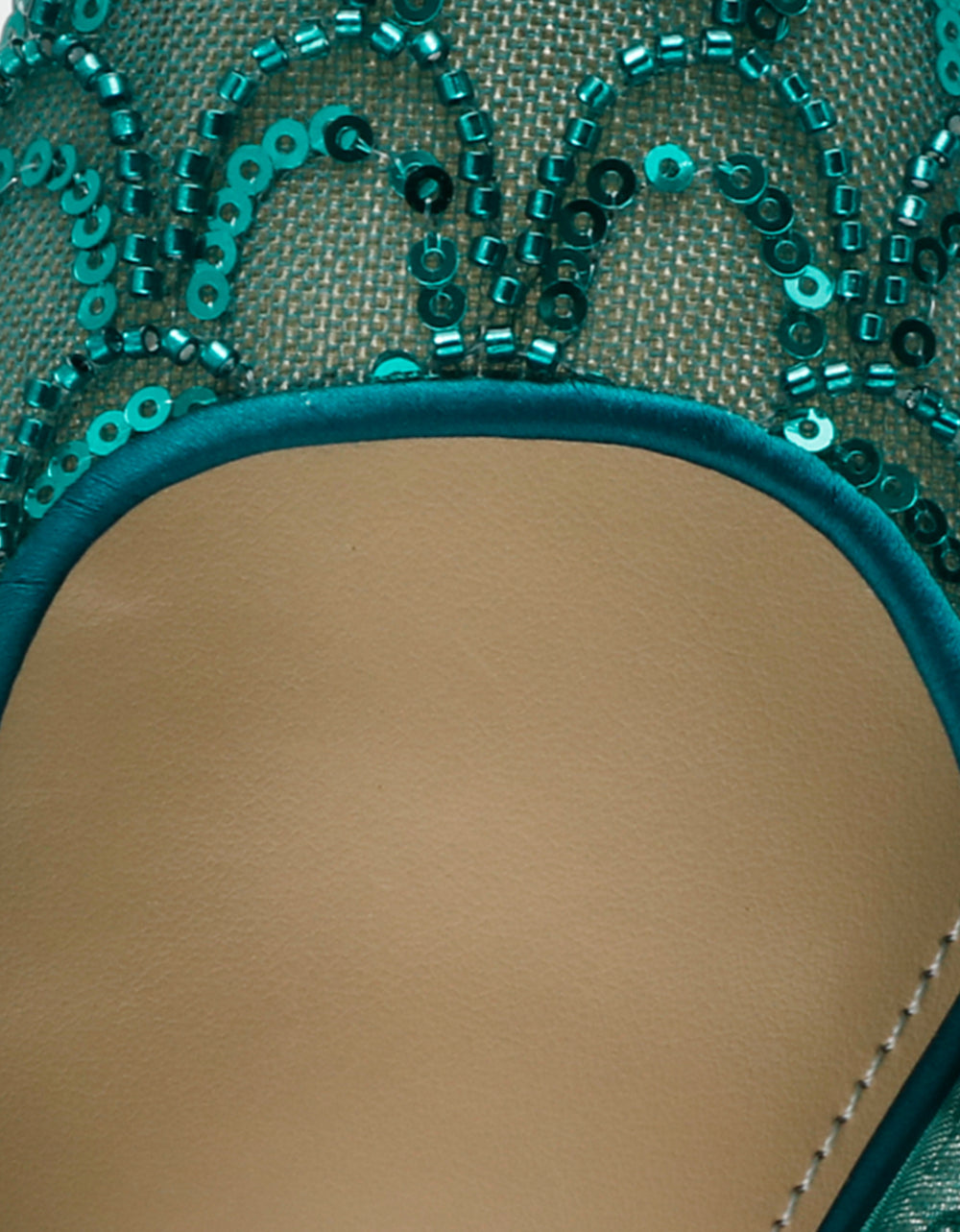 ELLIS EMERALD Pointed-Toe Mesh Embellished Mule Women's Kitten Heel