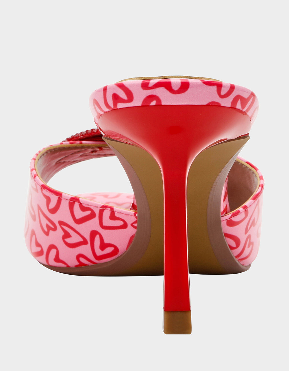 CASIDY PINK MULTI Women's Heart Print Mule Heel with Rhinestone Lip