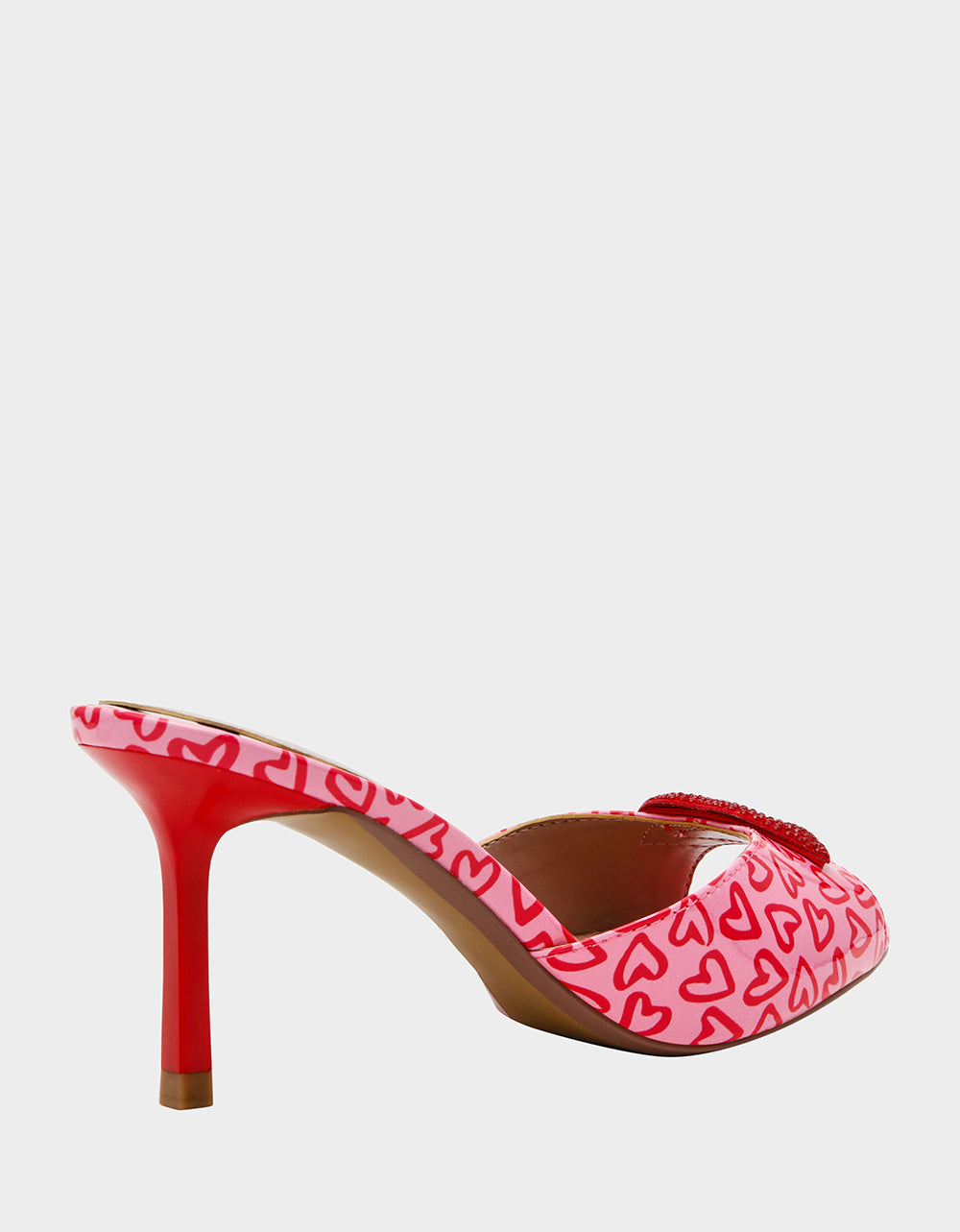 CASIDY PINK MULTI Women's Heart Print Mule Heel with Rhinestone Lip